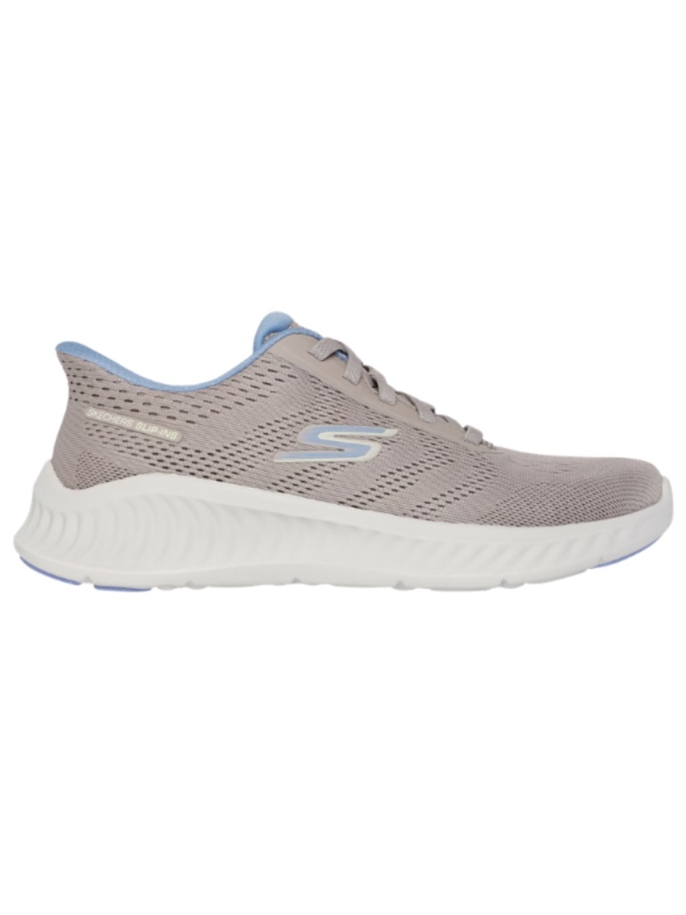 Womens Skechers Go Walk Now Khloe Sneakers. Taupe/Blue. 125643